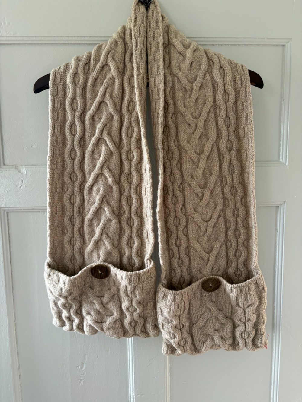 Irish Merino Wool Cable Knit Scarf